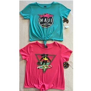 MAUI & SONS Girls Front Tie Tops - Price is for both Tops